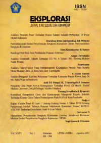 Image of EKSPLORASI: Jurnal Ilmu Sosial dan Humaniora Volume XXVI Nomor 1 Agustus 2013