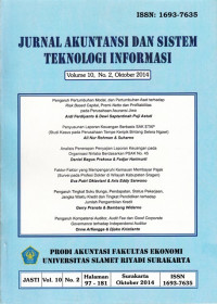 Image of Jurnal Akuntansi dan Sistem Teknologi Informasi Volume 10 Nomor 2 Oktober 2014