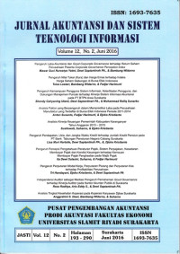 Image of Jurnal Akuntansi dan Sistem Teknologi Informasi Volume 12 Nomor 2 Juni 2016