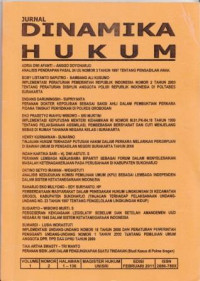 Image of Jurnal Dinamika Hukum Volume 8 Nomor 1 Tahun 2017