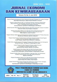 Image of Jurnal Ekonomi dan Kewirausahaan Volume 18 Nomor 2 Juni 2018