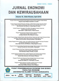 Image of Jurnal Ekonomi dan Kewirausahaan Volume 16 Edisi Khusus April 2016